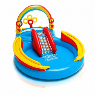 Kids Rainbow Ring Inflatable Swimming Pool with Sprayer and Play Balls Price in Pakistan | LAPTAB