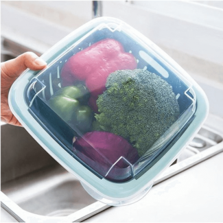 3-in-1 Drain Storage Box with Transparent Lid for Food Safety and Hygiene Price in Pakistan | LAPTAB