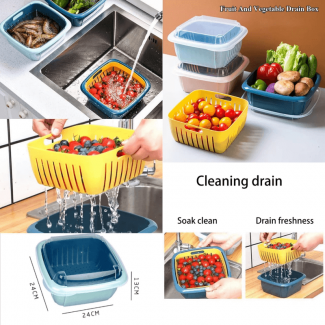 3-in-1 Drain Storage Box with Transparent Lid for Food Safety and Hygiene Price in Pakistan | LAPTAB
