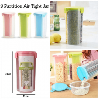 Homio 3 Compartment Food Storage Jar - Airtight, BPA Free, Transparent Design Price in Pakistan | LAPTAB