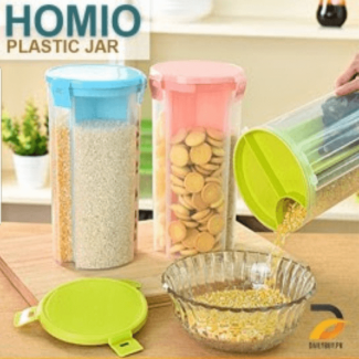 Homio 3 Compartment Food Storage Jar - Airtight, BPA Free, Transparent Design Price in Pakistan | LAPTAB