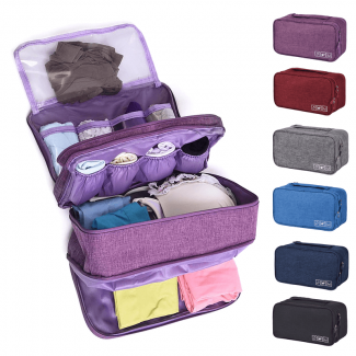 Triple Layer Travel Underwear Toiletry Bag with Waterproof Compartments Price in Pakistan | LAPTAB