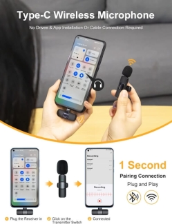 2.4G Lavalier Wireless Microphone for Type C - Plug & Play, Noise Reduction Price in Pakistan | LAPTAB