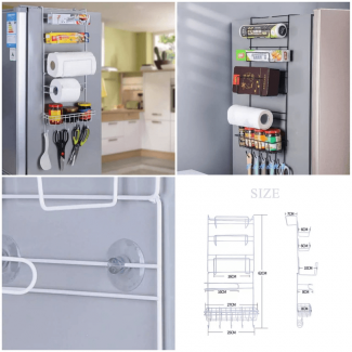 Refrigerator Iron Storage Rack with 5 Layers and Hooks for Kitchen Organization Price in Pakistan | LAPTAB