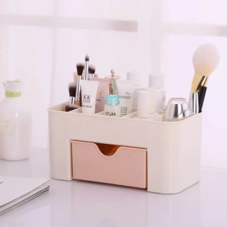2-Tier Cosmetic Organizer with Drawer - Durable Plastic, Stylish Design Price in Pakistan | LAPTAB