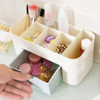 2-Tier Cosmetic Organizer with Drawer - Durable Plastic, Stylish Design Price in Pakistan | LAPTAB