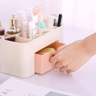 2-Tier Cosmetic Organizer with Drawer - Durable Plastic, Stylish Design Price in Pakistan | LAPTAB