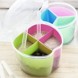 4 Compartment Spice Organizer - Durable Plastic Container with Transparent Lid Price in Pakistan | LAPTAB