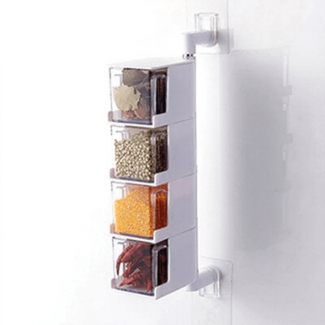 Punch-Free Wall-Mounted 4-Layer Spice Rack with Revolving Base