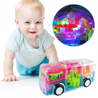 Mini Auto Flashing Gear Bus Toy - Colorful Lights & Spin Stunts for Kids