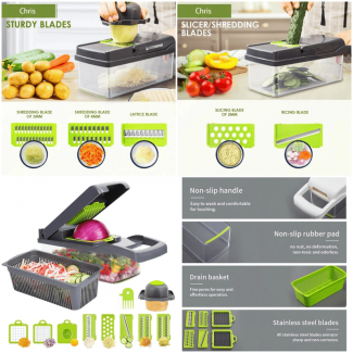 12 in 1 Vegetable Cutter Slicer Grater Chopper with Safety Features Price in Pakistan | LAPTAB