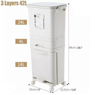 Large Trash Can Double Deck Waste Sorting Bin with 42L Capacity and Wheels Price in Pakistan | LAPTAB