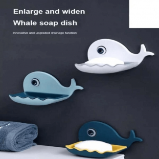Double Layer Whale Drain Soap Box - Adorable Soap Holder for Bathroom & Kitchen