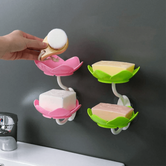 2 pcs Double Flower Soap Tray - Wall-Mounted, Durable Bathroom Organizer