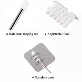 Steel Rod Wall Mounted Kitchen Hanger with Self-Adhesive Hooks Price in Pakistan | LAPTAB