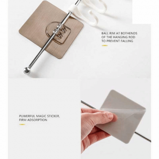 Steel Rod Wall Mounted Kitchen Hanger with Self-Adhesive Hooks Price in Pakistan | LAPTAB