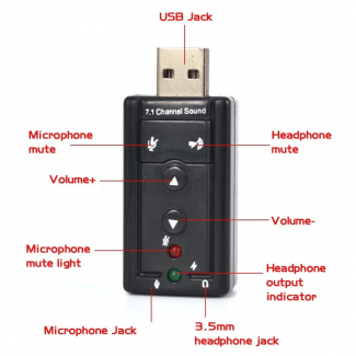 Mini External USB 7.1 CH Sound Card Adapter for Desktop and Laptop Price in Pakistan | LAPTAB