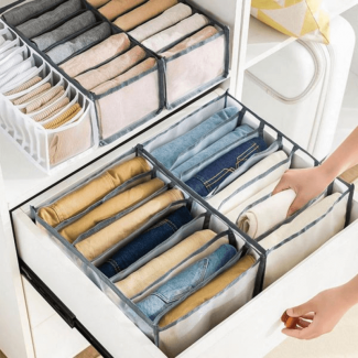 7 Grids Washable Wardrobe Clothes Organizer - Pack of 3 Storage Boxes