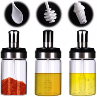 2Pcs Glass Seasoning Jar Set for Spices, Honey, and Oil Storage Price in Pakistan | LAPTAB