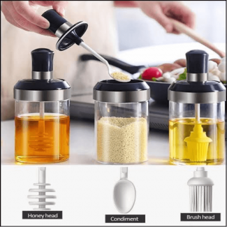 2Pcs Glass Seasoning Jar Set for Spices, Honey, and Oil Storage Price in Pakistan | LAPTAB