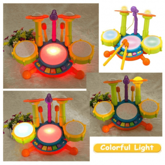 Kids Drum Set with Microphone Playset - 3 Pads, 2 Cymbals, BPA Free Price in Pakistan | LAPTAB