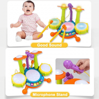 Kids Drum Set with Microphone Playset - 3 Pads, 2 Cymbals, BPA Free Price in Pakistan | LAPTAB