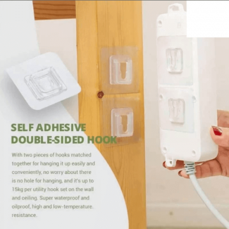 2pcs Double-Sided Adhesive Wall Hooks, 15kg Capacity, Transparent Design Price in Pakistan | LAPTAB