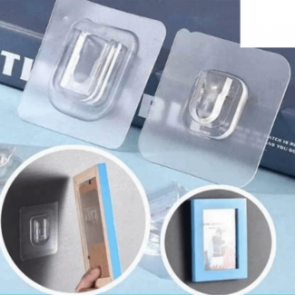 2pcs Double-Sided Adhesive Wall Hooks, 15kg Capacity, Transparent Design