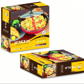 Classic Wok with Glass Lid - Lightweight Non-Stick, Heat Resistant Design Price in Pakistan | LAPTAB