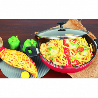 Classic Wok with Glass Lid - Lightweight Non-Stick, Heat Resistant Design
