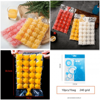 Pack of 10 Self-Seal 24-Grid Kitchen Ice Bags for Easy Ice Cube Making Price in Pakistan | LAPTAB