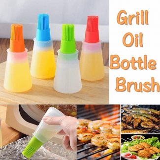 Silicone Brush Oil Bottle Set of 2 - Leak-Free, Dishwasher Safe Applicators