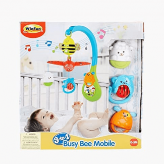 3 In 1 Busy Bee Rotating Musical Mobile Cot Toy for Visual Stimulation Price in Pakistan | LAPTAB