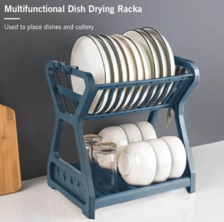 Dual Layer Kitchen Dish Draining Storage Rack - Collapsible and Spacious