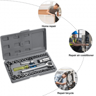 40-Piece Wrench Set Tool Box Kit - Durable Chromium Vanadium Steel Price in Pakistan | LAPTAB