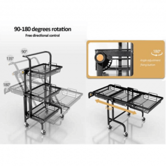3 Tier Rolling Utility Cart with Handle for Home and Office Storage Price in Pakistan | LAPTAB