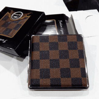 Check Design Faux Leather Cigarette Storage Box
