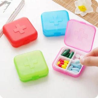 4 Compartment Lid Tablet Pill Box for Daily Medication Organization Price in Pakistan | LAPTAB