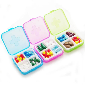 4 Compartment Lid Tablet Pill Box for Daily Medication Organization Price in Pakistan | LAPTAB