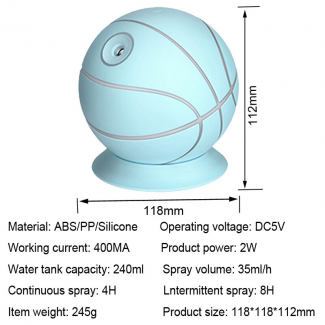 Rotatable Basketball Shaped Air Humidifier 240ml for Better Sleep and Comfort Price in Pakistan | LAPTAB