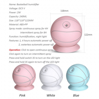 Rotatable Basketball Shaped Air Humidifier 240ml for Better Sleep and Comfort Price in Pakistan | LAPTAB