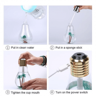 1 pc LED Bulb Air Water Mist Humidifier with 7 Color LED Lights Price in Pakistan | LAPTAB