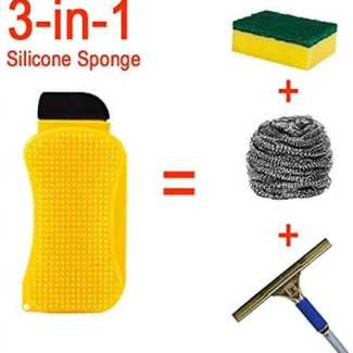 3 In 1 Silicone Sponge for Easy Washing of Utensils, Fruits, and Vegetables Price in Pakistan | LAPTAB