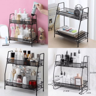 Double Layer Iron Rack Kitchen and Bathroom Organizer - Durable Aluminum Design