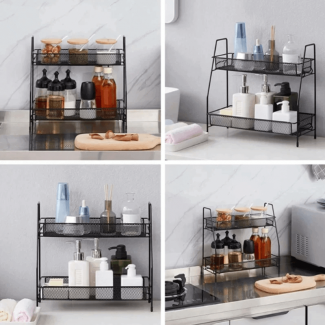 Double Layer Iron Rack Kitchen and Bathroom Organizer - Durable Aluminum Design Price in Pakistan | LAPTAB