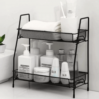 Double Layer Iron Rack Kitchen and Bathroom Organizer - Durable Aluminum Design Price in Pakistan | LAPTAB