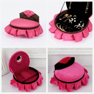 Pink Luxury Round Bed Style Jewelry Organizer 
