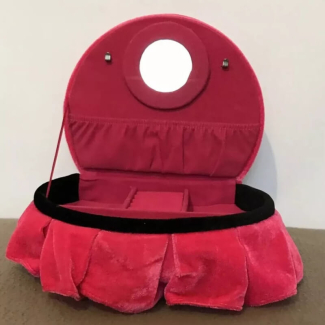 Pink Luxury Round Bed Style Jewelry Organizer with Mirror and Removable Compartments Price in Pakistan | LAPTAB