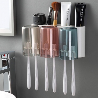3 Cups Toothbrush Holder with Toothpaste Dispenser and Squeezer Price in Pakistan | LAPTAB