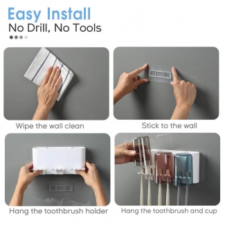 3 Cups Toothbrush Holder with Toothpaste Dispenser and Squeezer Price in Pakistan | LAPTAB